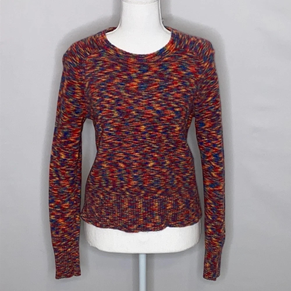 J. Crew Wool Primary Space Dye Crew Neck Sweater - Size Large (See measurements)
